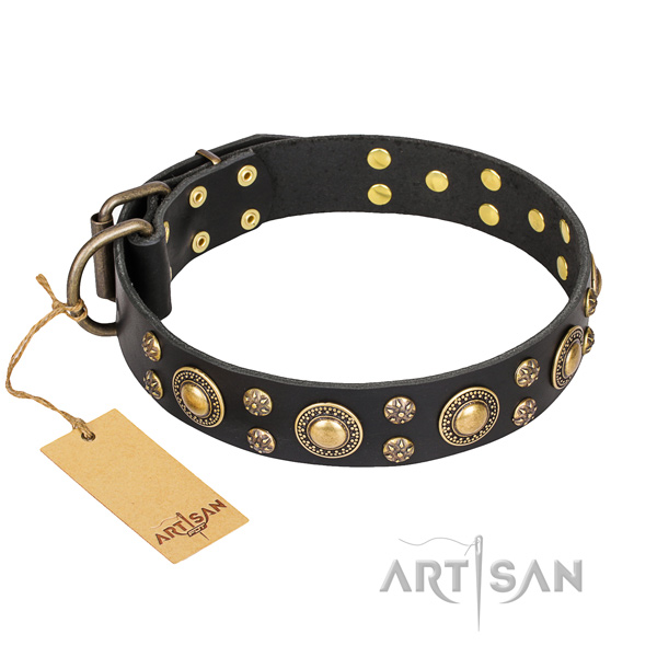 Long-lasting leather dog collar with non-corrosive elements