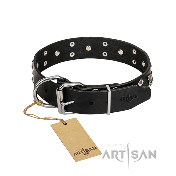 Leather dog collar with smoothed edges for comfy daily wearing