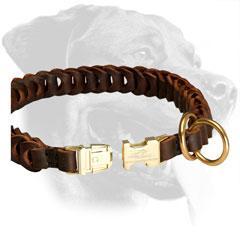 Leather Rottweiler Collar with Special Braiding for Effective Training