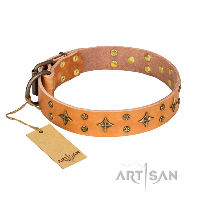 "Top-Flight" FDT Artisan High-Quality Tan Leather Rottweiler Collar