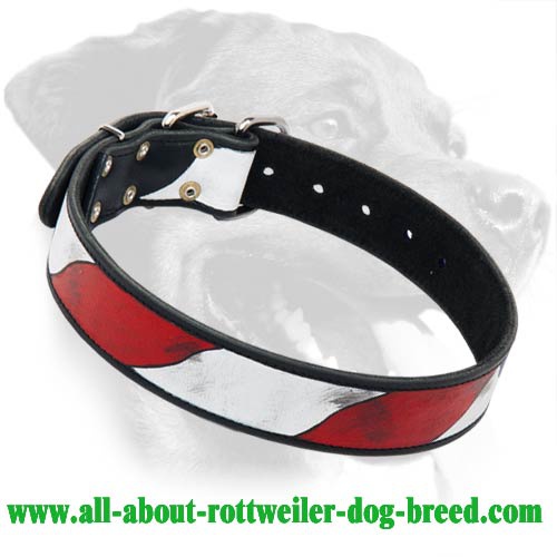 Artistic American Flag Leather Collar for Rottweiler