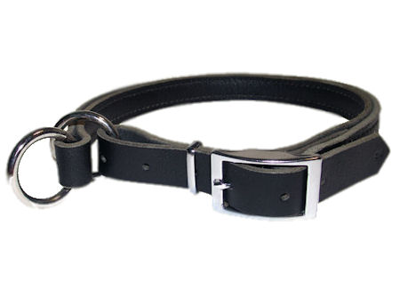 Adjustable Leather Slip Collar with NICKEL hardware for Rottweiler