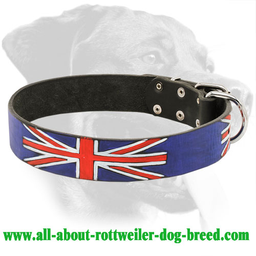 'Union Jack' Rottweiler Leather Collar