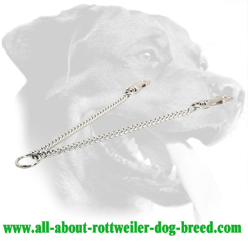 Chrome Plated Steel Rottweiler Coupler with Durable Snap Hooks, 1/9 inch (3 mm) Link Diameter