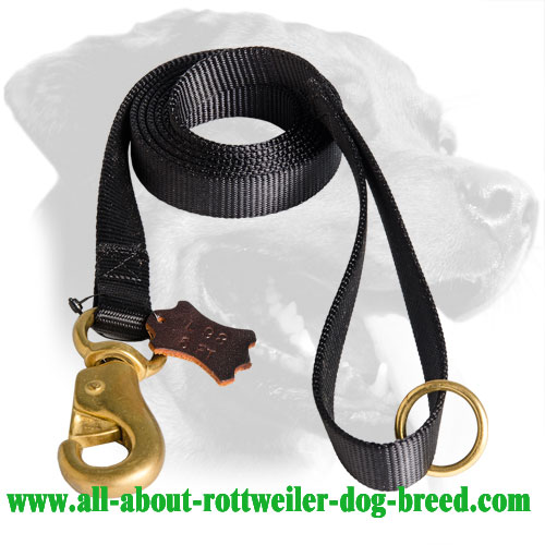 Nylon Rottweiler Leash with Reinforced Brass Snap Hook