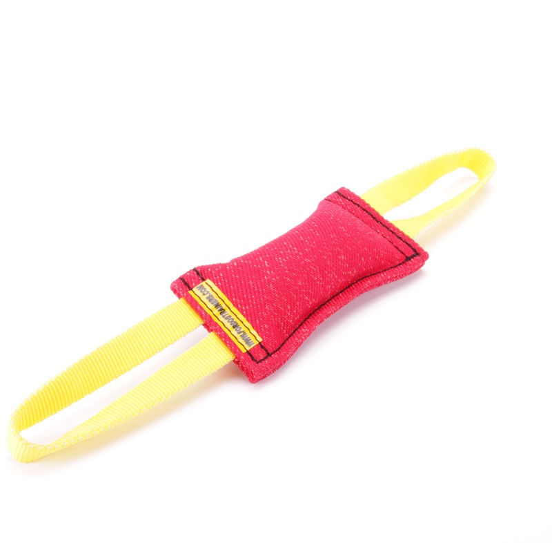 French Linen Puppy Bite Tug with Two Handles - 2 1/3 inch on 8 inch (6x20 cm) - Click Image to Close