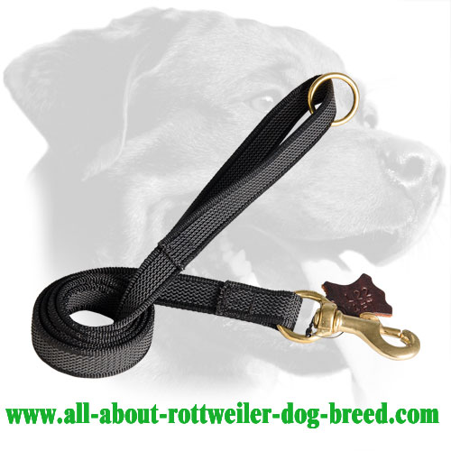 Nylon Rottweiler Leash Equipped with Brass Snap Hook