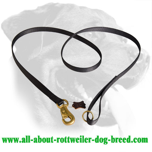 Nylon Rottweiler Leash Equipped with Brass Snap Hook