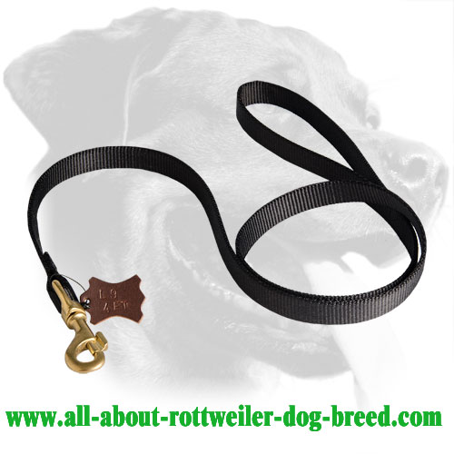 Nylon Rottweiler Leash Equipped with Brass Snaphook