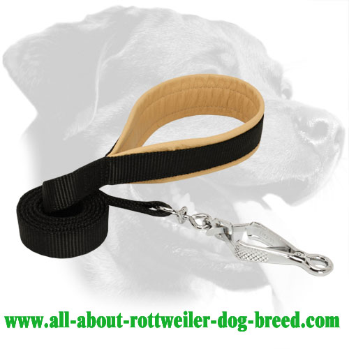 Nylon Rottweiler Leash Equipped with Herm Sprenger Snap Hook